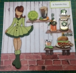 Julie Nutting doll layout, St Patrick's Day