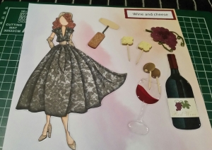  Julie Nutting doll layout, Wine and cheese